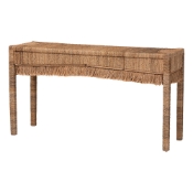 bali & pari Fiona Handwoven Seagrass Console Table - Coastal Boho Accent Table with Fringe Detailing for Living Room, Entryway, or Hallway